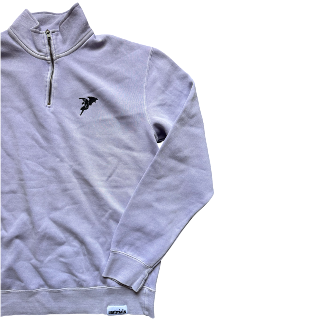 'Daemon' Pigment Dyed Quarter Zip (Lavender)