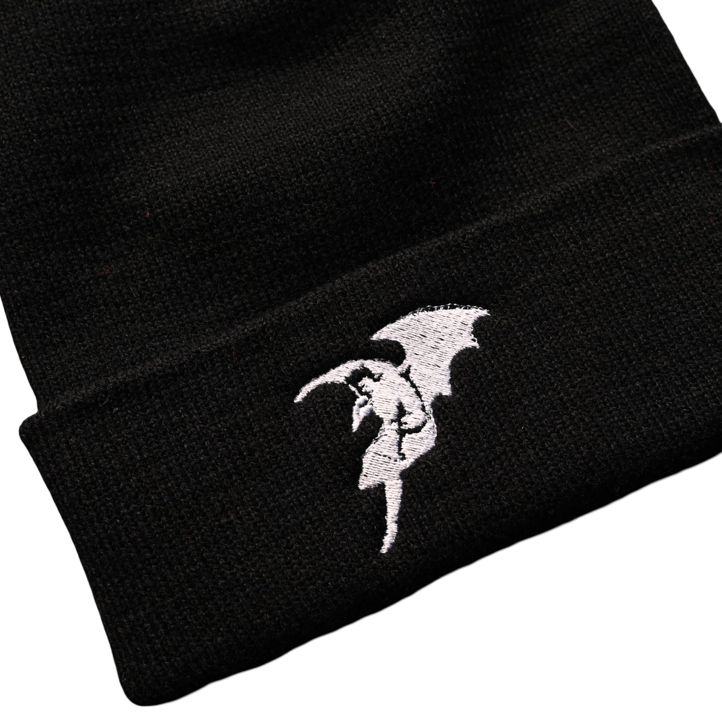 'Orchid' Cuff Beanie (Black)