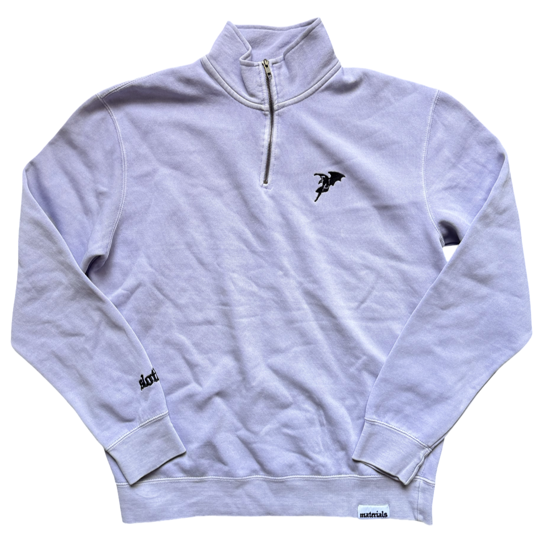 'Daemon' Pigment Dyed Quarter Zip (Lavender)